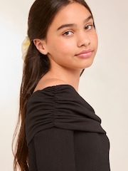 Lipsy Black Teen Bardot Long Sleeve Mini Dress (9-16yrs) - Image 2 of 4