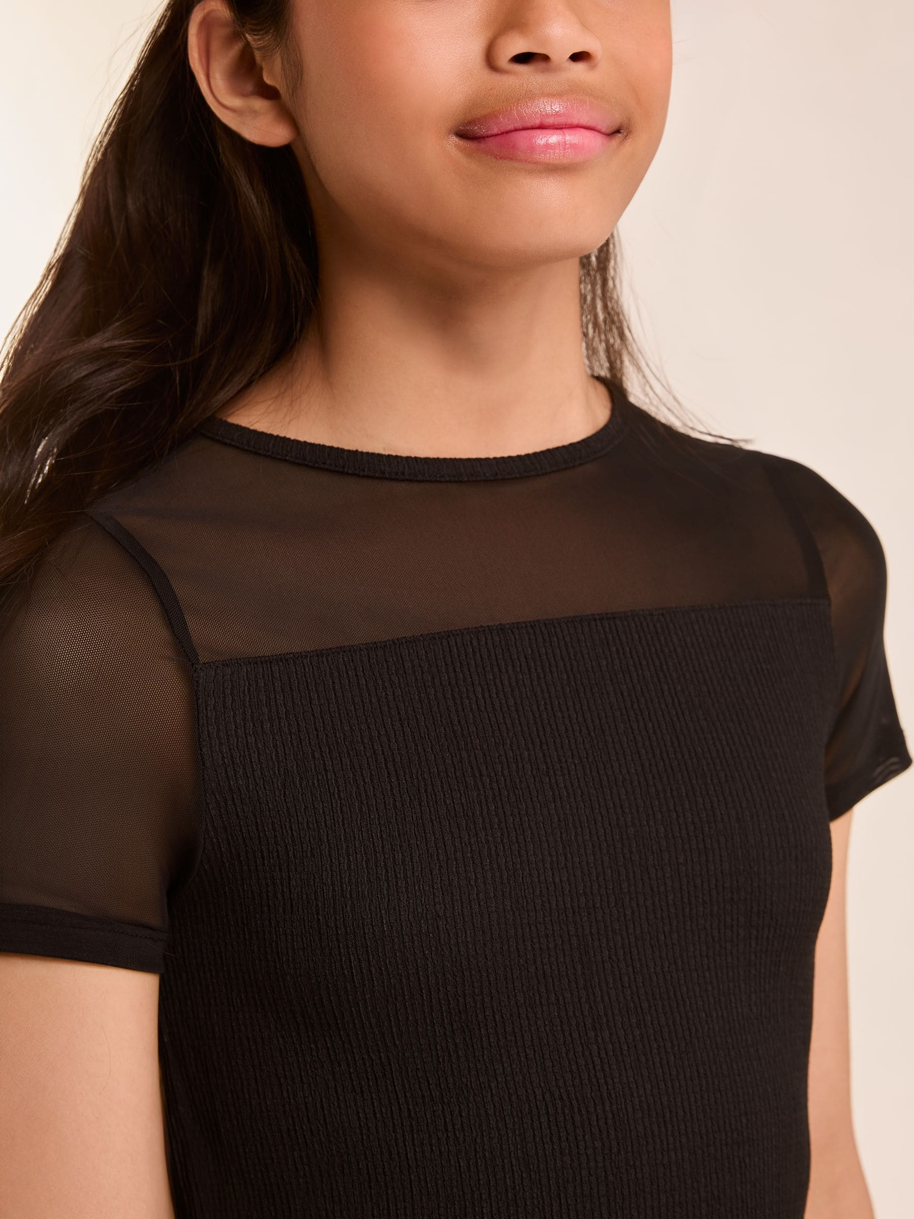 Buy Lipsy Black Teen Sheer Yoke Jersey Bodycon Dress (9