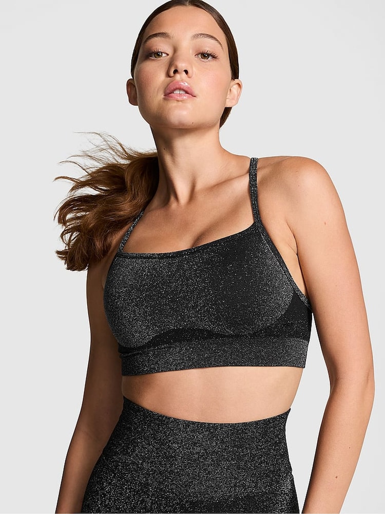 Victoria's Secret PINK Black Shine Sports Bra - Image 1 of 4
