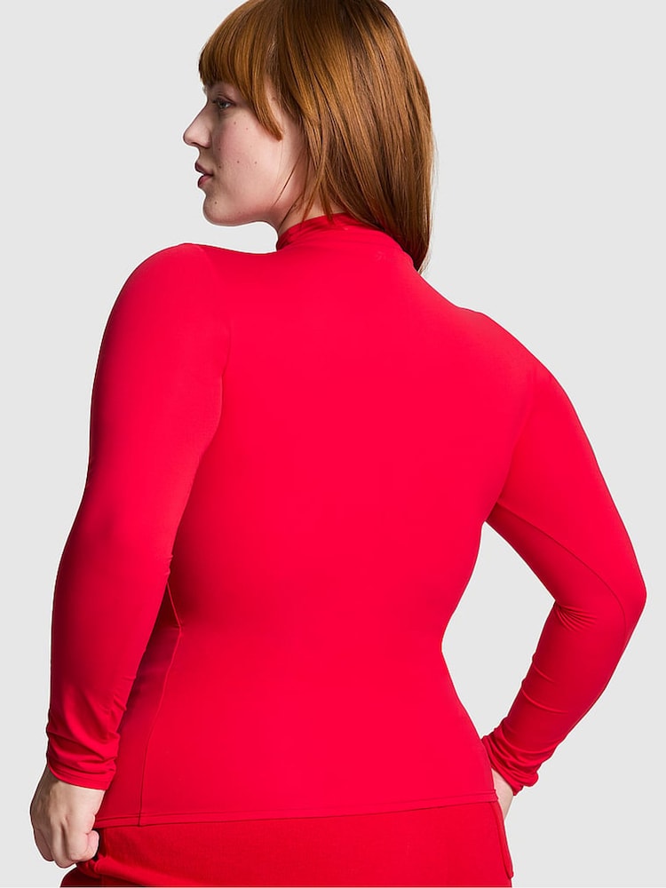 Victoria's Secret PINK Red Pepper Mock Neck Soft Stretch T-Shirt - Image 2 of 3
