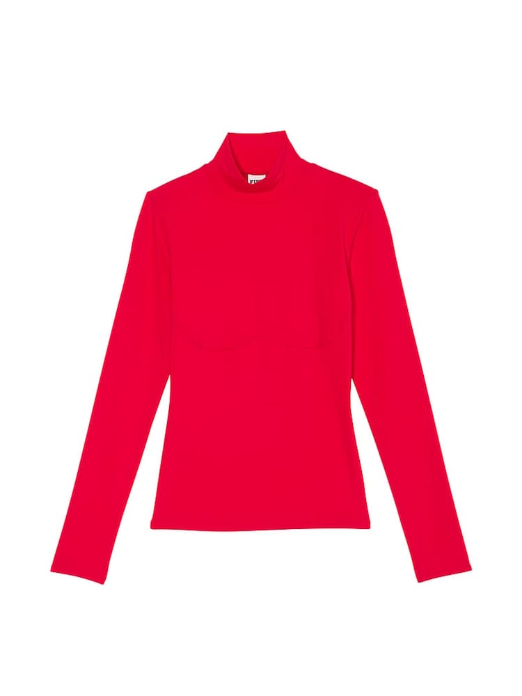 Victoria's Secret PINK Red Pepper Mock Neck Soft Stretch T-Shirt - Image 3 of 3
