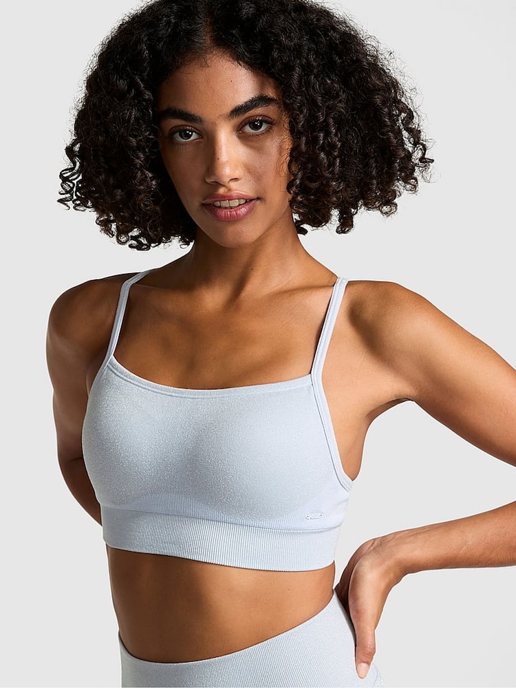 Victoria's Secret PINK Hydrangea Blue Shine Sports Bra - Image 1 of 3