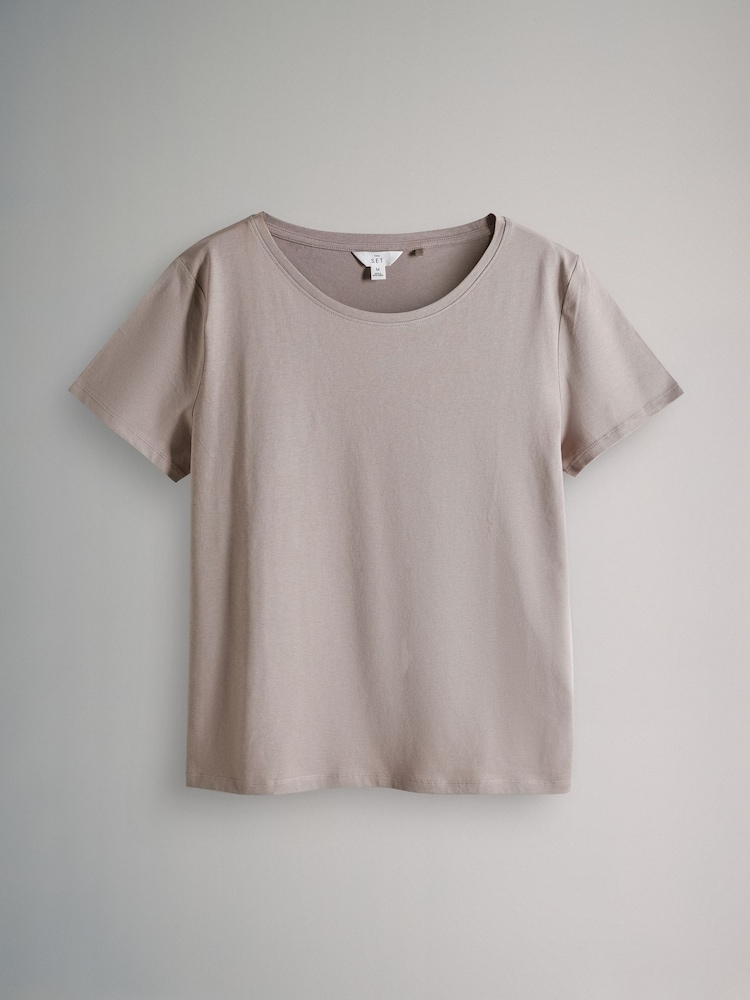 The Set Taupe Brown/Black/Animal 3 Pack Short Sleeve 100% Cotton Pyjamas - Image 2 of 9