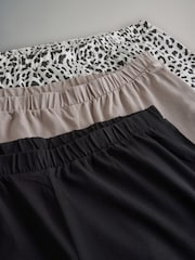 The Set Taupe Brown/Black/Animal 3 Pack Short Sleeve 100% Cotton Pyjamas - Image 9 of 9