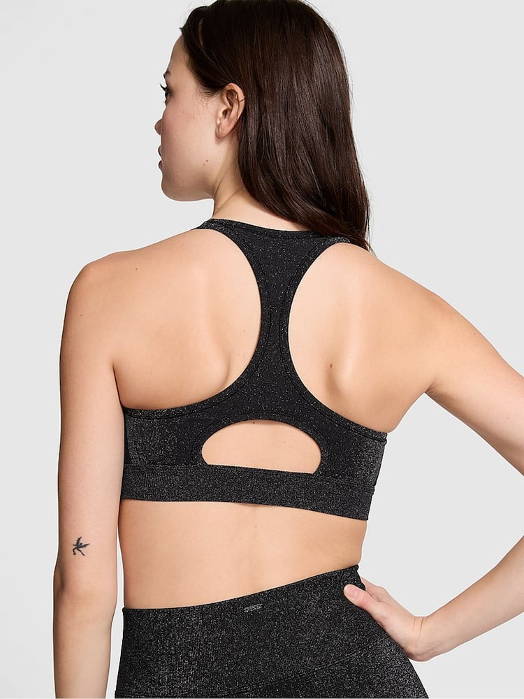 Victoria's Secret PINK Black Shine Seamless Front Close High Support Sports Bra - Image 2 of 3