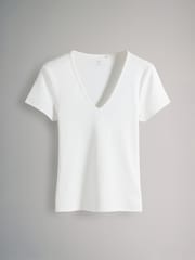 The Set lot de 5 t-shirts côtelés Col en V Manches - Image 12 of 15