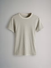 The Set Navy/Washed Blue/White/Red/Navy Stripe 5 Pack Ribbed Short Sleeved T-Shirts - Image 2 of 8