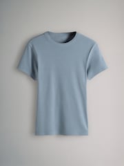 The Set Navy/Washed Blue/White/Red/Navy Stripe 5 Pack Ribbed Short Sleeved T-Shirts - Image 5 of 8