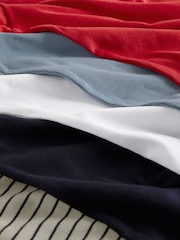 The Set Navy/Washed Blue/White/Red/Navy Stripe 5 Pack Ribbed Short Sleeved T-Shirts - Image 8 of 8