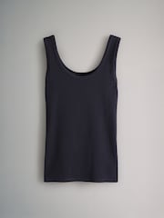The Set Navy/Washed Blue/White/Red/Navy Stripe 5 Pack Ribbed Scoop Neck Vests - Image 3 of 8