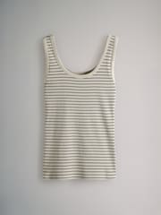 The Set Navy/Washed Blue/White/Red/Navy Stripe 5 Pack Ribbed Scoop Neck Vests - Image 4 of 8