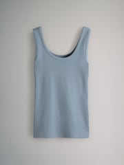 The Set Navy/Washed Blue/White/Red/Navy Stripe 5 Pack Ribbed Scoop Neck Vests - Image 6 of 8