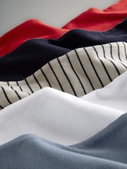 The Set Navy/Washed Blue/White/Red/Navy Stripe 5 Pack Ribbed Scoop Neck Vests - Image 8 of 8