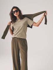 The Set Black/Khaki Green/Cream/Animal 4 Pack Relaxed Short Sleeve 100% Cotton T-Shirts - Image 6 of 13