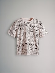 The Set Black/Khaki Green/Cream/Animal 4 Pack Relaxed Short Sleeve 100% Cotton T-Shirts - Image 8 of 13