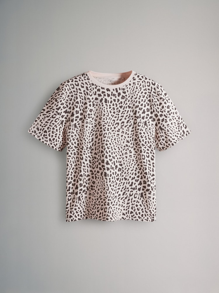 The Set Black/Khaki Green/Cream/Animal 4 Pack Relaxed Short Sleeve 100% Cotton T-Shirts - Image 8 of 13