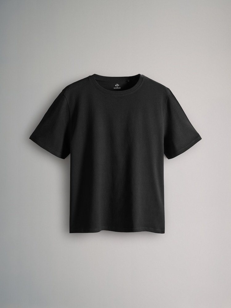 The Set Black/Khaki Green/Cream/Animal 4 Pack Relaxed Short Sleeve 100% Cotton T-Shirts - Image 9 of 13