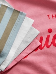 The Set White/Stripe/Pink/Grey Marl Relaxed 100% Cotton T-Shirts 5 Pack - Image 7 of 7