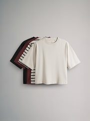 The Set Black/White Stripe/Black/Red/Stone 4 Pack Heavyweight Short Sleeve 100% Cotton T-Shirts - Image 1 of 7