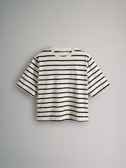 The Set Black/White Stripe/Black/Red/Stone 4 Pack Heavyweight Short Sleeve 100% Cotton T-Shirts - Image 2 of 7