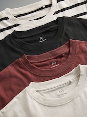 The Set Black/White Stripe/Black/Red/Stone 4 Pack Heavyweight Short Sleeve 100% Cotton T-Shirts - Image 6 of 7