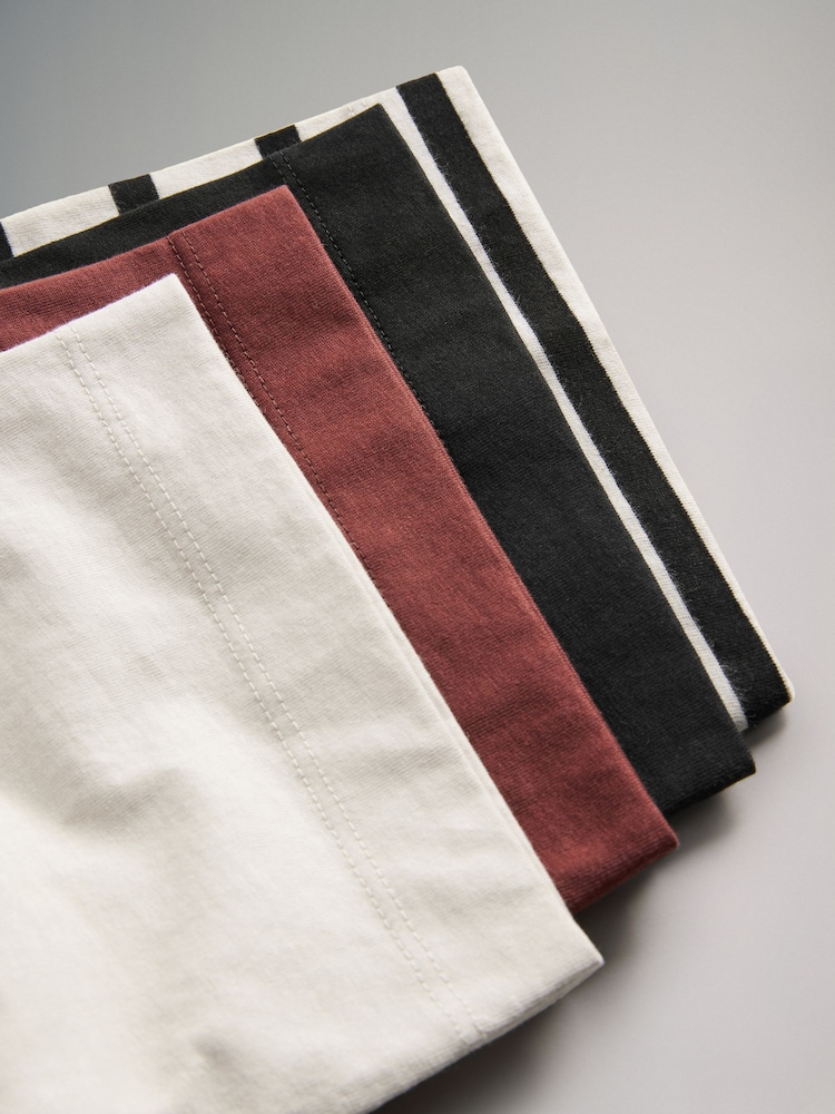 The Set Black/White Stripe/Black/Red/Stone 4 Pack Heavyweight Short Sleeve 100% Cotton T-Shirts - Image 7 of 7
