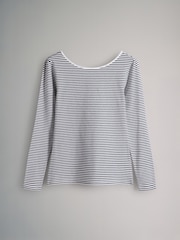 The Set Navy White Stripe/Red/Cream/Navy 4 Pack Scoop Back Long Sleeved T-Shirts - Image 8 of 12