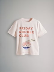 The Set Cream/Rust/Rust Pink Stripe 3 Pack Relaxed Short Sleeved Graphic 100% Cotton T-Shirts - Image 4 of 6