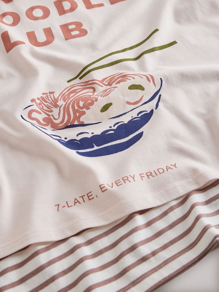 The Set Cream/Rust/Rust Pink Stripe 3 Pack Relaxed Short Sleeved Graphic 100% Cotton T-Shirts - Image 6 of 6