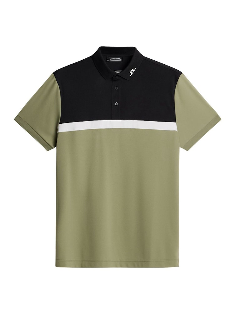 J.Lindeberg Khaki/Green Golf Jeff Polo Shirt - Image 6 of 7