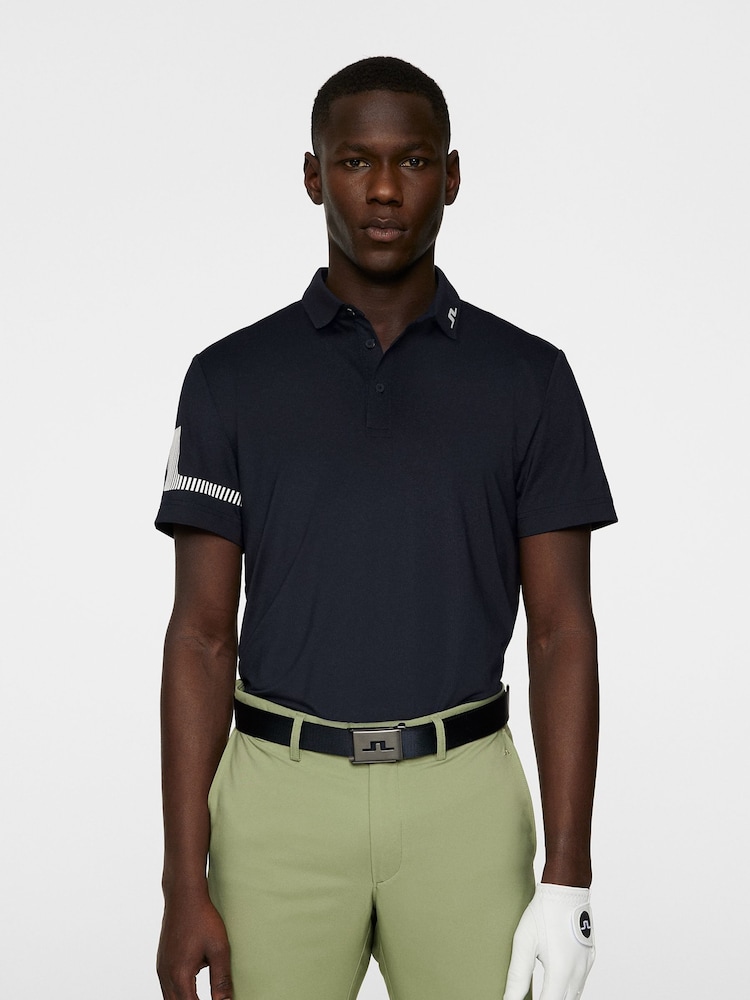 J.Lindeberg Navy Golf Heath Strike Polo Shirt - Image 1 of 6 J.Lindeberg Navy Golf Heath Strike Polo Shirt - Image 1 of 6