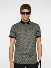 J.Lindeberg Olive Green Golf Tour Tech Print Polo Shirt - Image 1 of 5