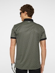 J.Lindeberg Olive Green Golf Tour Tech Print Polo Shirt - Image 2 of 5