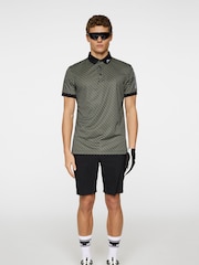 J.Lindeberg Olive Green Golf Tour Tech Print Polo Shirt - Image 3 of 5