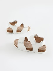 White Leather Standard Fit (F) Touch Fastening Corkbed Sandals - Image 3 of 6