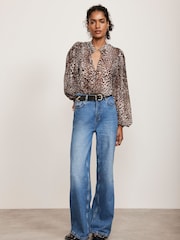 Mint Velvet Grey Animal Print Blouse - Image 1 of 9