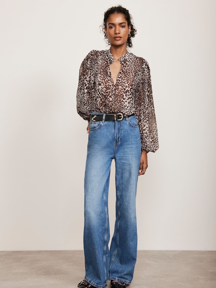 Mint Velvet Grey Animal Print Blouse - Image 1 of 9