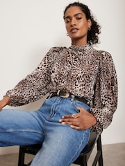 Mint Velvet Grey Animal Print Blouse - Image 3 of 9