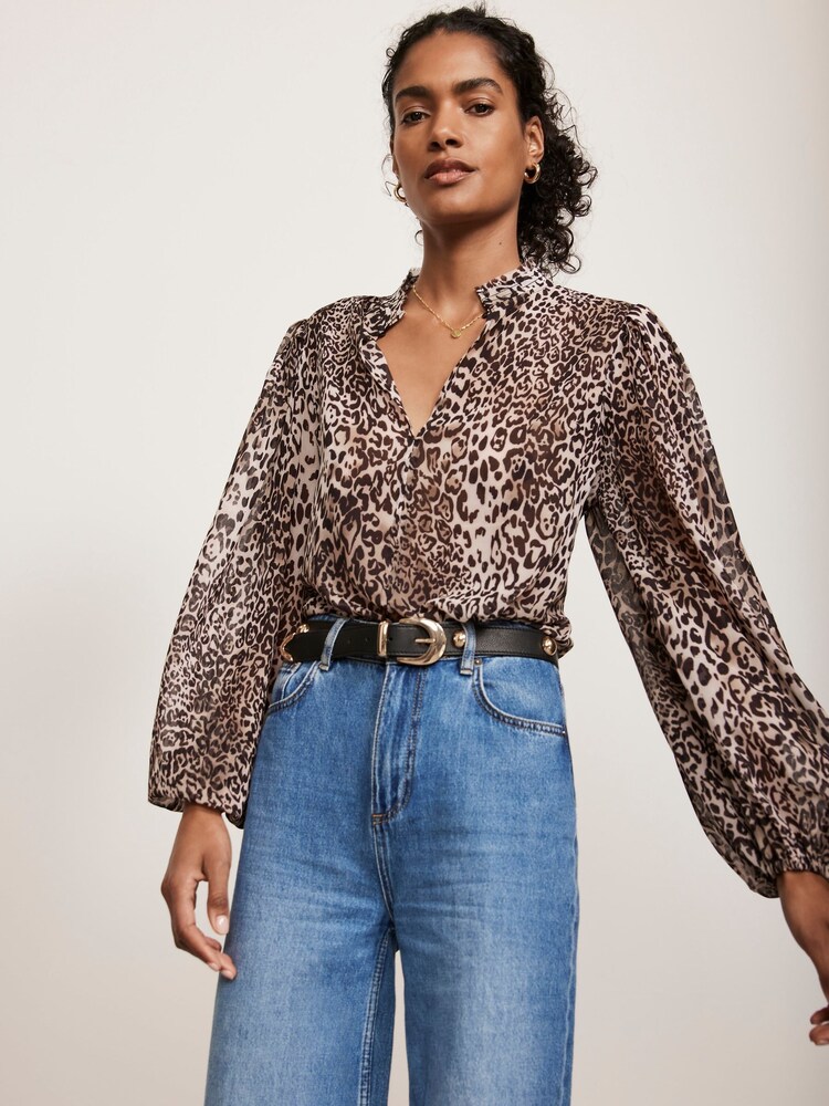 Print Blouse Mint Velvet Grey Leopard Print Long Jumper Mint