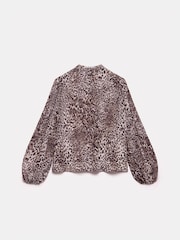 Mint Velvet Grey Animal Print Blouse - Image 8 of 9