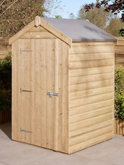 Rowlinson Natural Shiplap Apex Single Door 4 x 4ft Garden Shed - Image 1 of 5