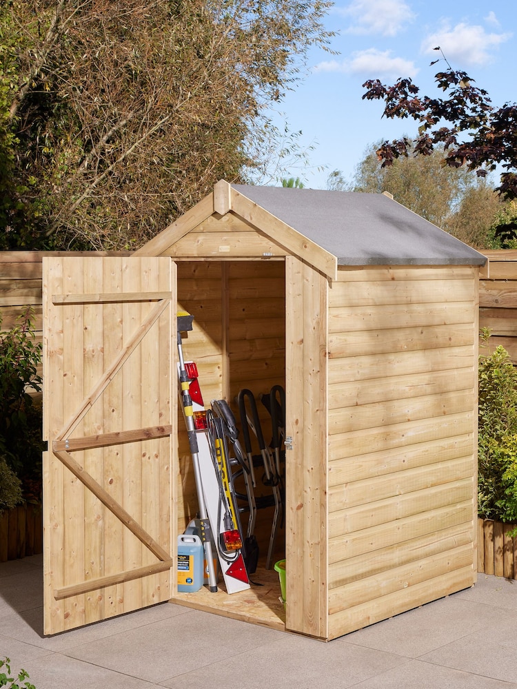 Rowlinson Natural Shiplap Apex Single Door 4 x 4ft Garden Shed - Image 2 of 5