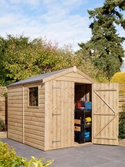 Rowlinson Natural Shiplap Apex Double Door 8 x 6ft Garden Shed with Window - Image 2 of 5