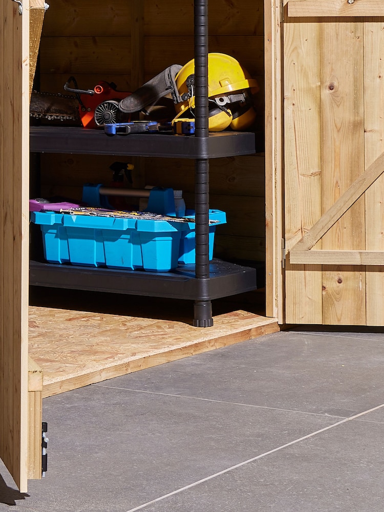 Rowlinson Natural Shiplap Apex Double Door 8 x 6ft Garden Shed with Window - Image 5 of 5