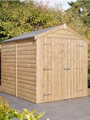 Rowlinson Natural Shiplap Apex Double Door 8 × 6ft Garden Shed - Image 1 of 5