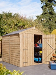 Rowlinson Natural Shiplap Apex Double Door 8 × 6ft Garden Shed - Image 2 of 5