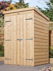 Rowlinson Natural Shiplap Pent Double Door 4 x 4ft Garden Shed - Image 1 of 5