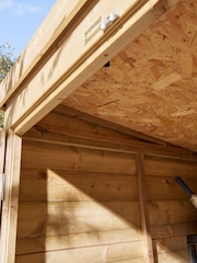 Rowlinson Natural Shiplap Pent Double Door 4 x 4ft Garden Shed - Image 4 of 5