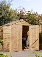 Rowlinson Natural Shiplap Apex Double Door 4 × 6ft Garden Shed - Image 2 of 5
