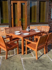 Rowlinson Honey Brown Willington Wood 6 Seat Rectangular Garden Dining Set - Image 1 of 5